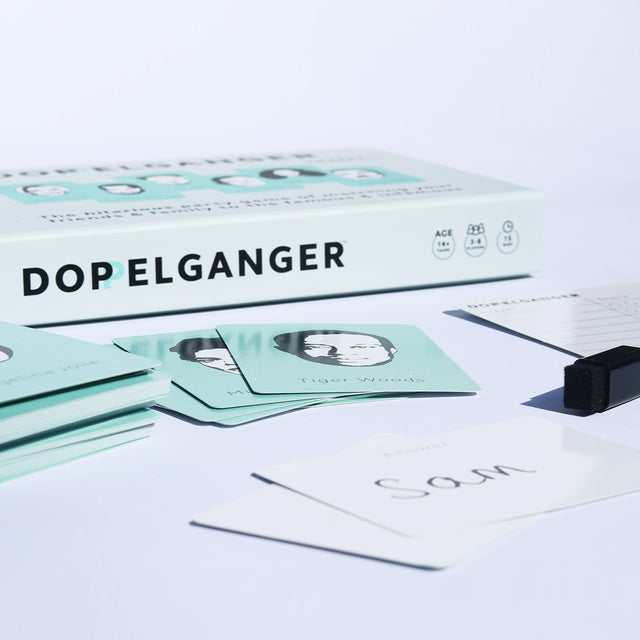 Doppelganger voting card and celebrity face card close up