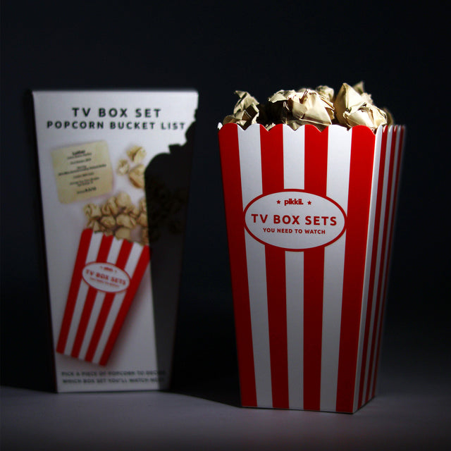Pikkii TV Box Set Popcorn Bucket List with Packaging in Spotlighting