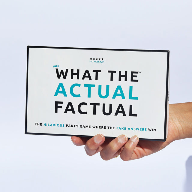 WTAF What the Actual Factual Funny Party Game Hand Holding Packaging