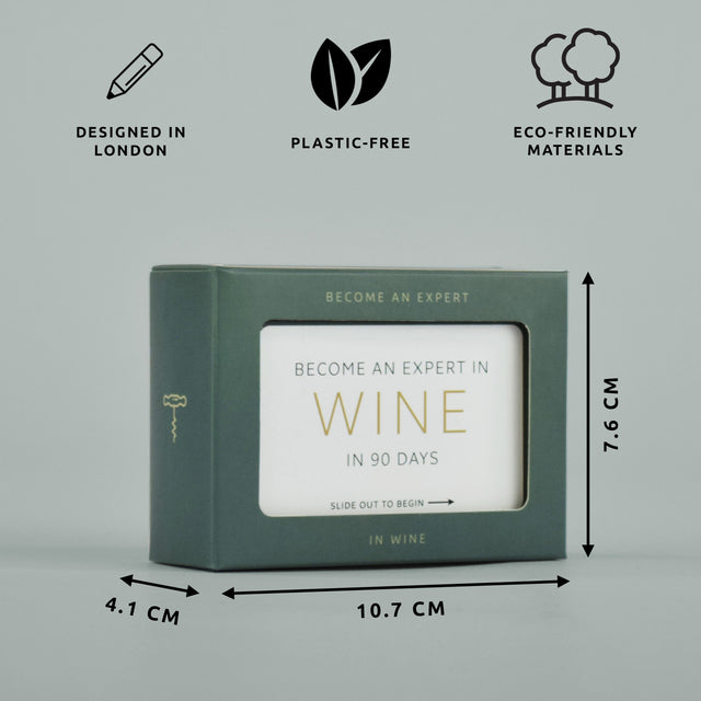 Become an expert in wine in 90 days slide box by Pikkii dimensions and material details