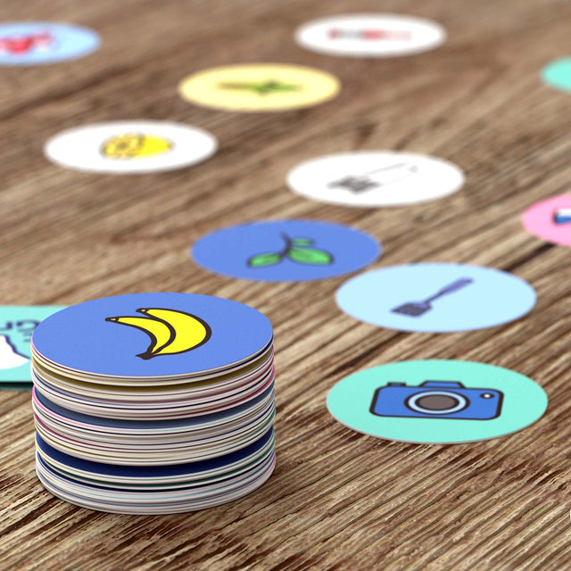 Don't Grab That Game by Pikkii - Close Up of Icon Cards Stacked on Table