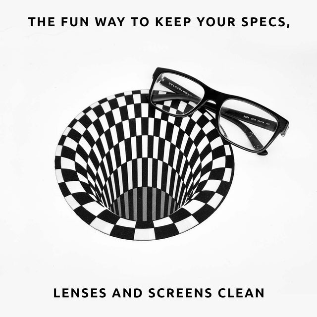 Optical Illusion Hole Glasses Cloth by Pikkii with Text Overlay