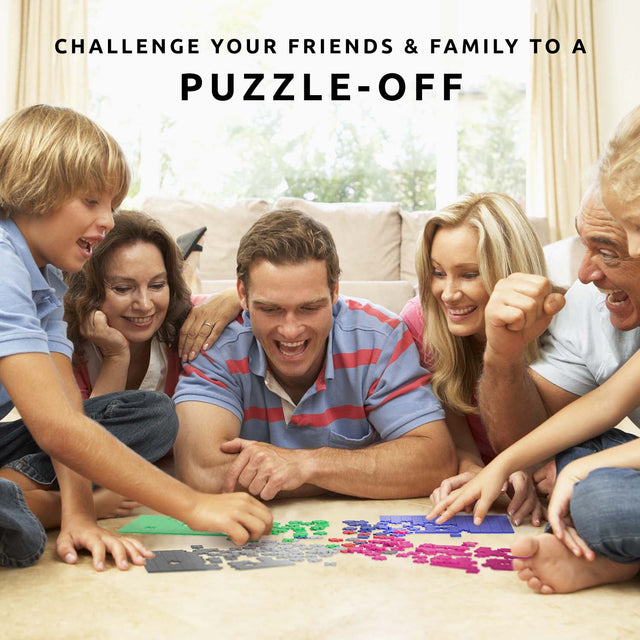 Family Playing Puzzle-Off Game by Pikkii with Text Overlay