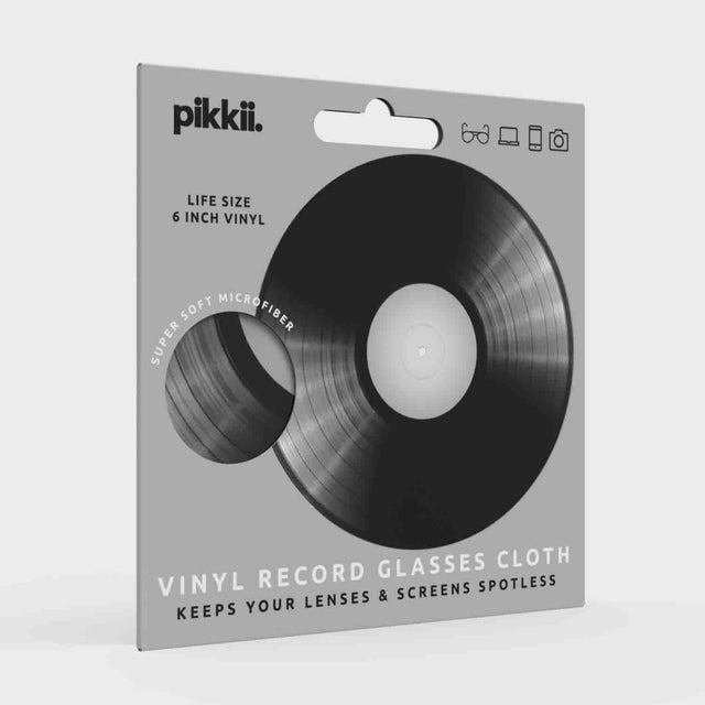 Pikkii Fun Microfiber Cloth - 6" Vinyl Record - Front of Packaging