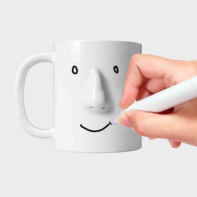 Pikkii - My Mood Today Mug and Pen - Happy Face Drawn In Drywipe Pen
