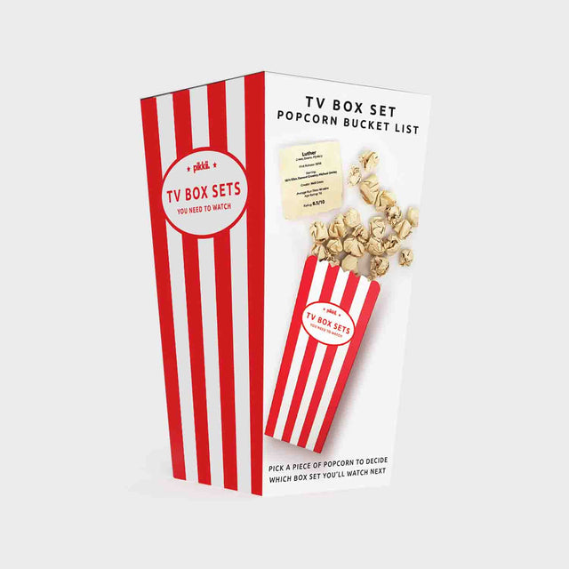 Pikkii TV Box Set Popcorn Bucket List - Front of Packaging