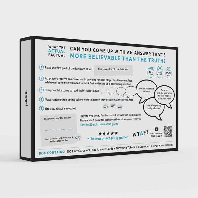 WTAF What the Actual Factual Party Game Box Instructions