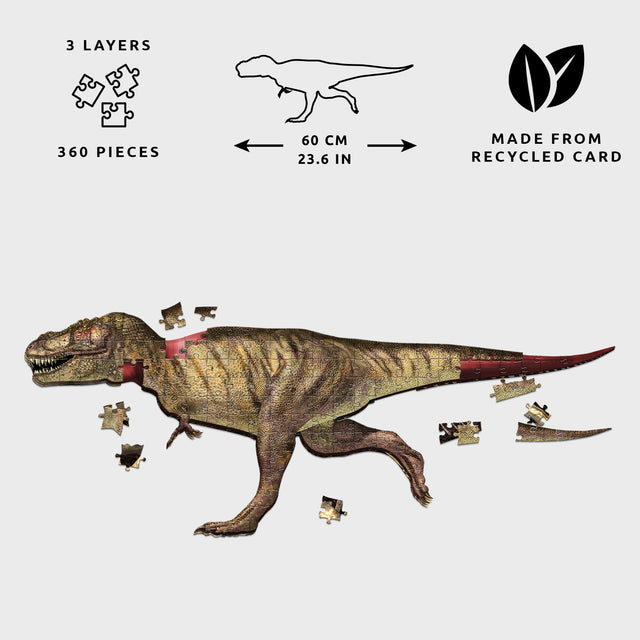 T-Rex Layer Jigsaw Puzzle by Pikkii - Layers Stacked on Top of Each Other with Material, Dimensions and 360 Puzzle Pieces Icons