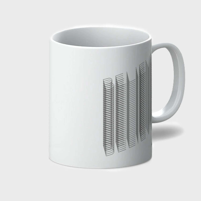White coffee mug with abstract Believe positive graphic print