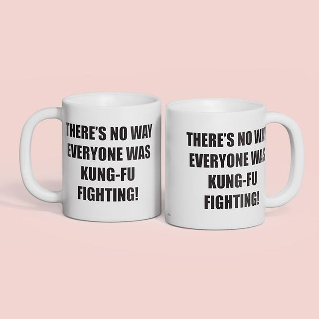 Kung-fu fighting coffee mug by Pikkii on pink