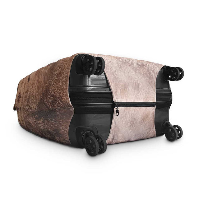 Shot of Suitcase Cover Zipper  from below  on white background
