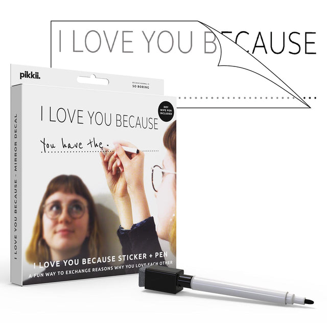 Pikkii i love you because vinyl sticker  packaging dry erase marker