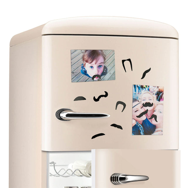 Pikkii Moustage Magnets - Moustage Fridge Magnets on Fridge on white background