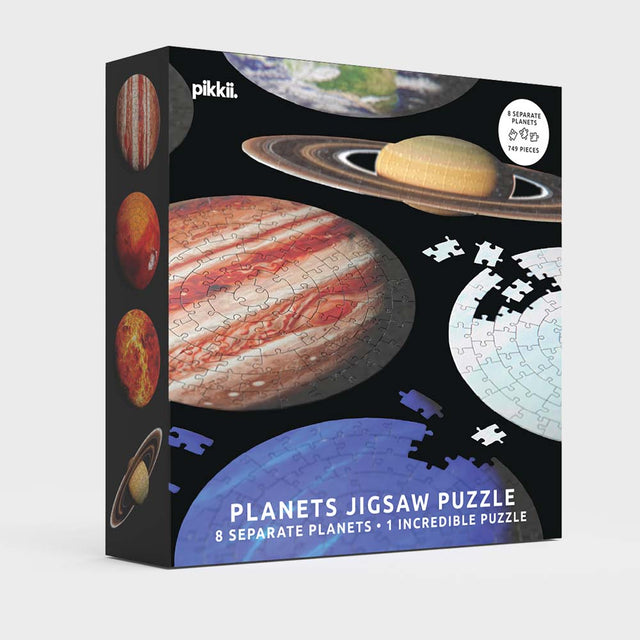 pikkii planets space solar system jigsaw puzzle gift box front over white background