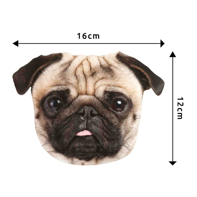 Pikkii Pug Fun Microfiber cloth measurements on white background