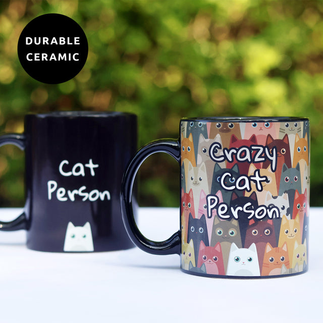 Crazy cat person heat change mug by Pikkii made from durable premium ceramic