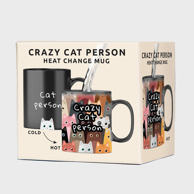 Crazy cat person mug by Pikkii packaging