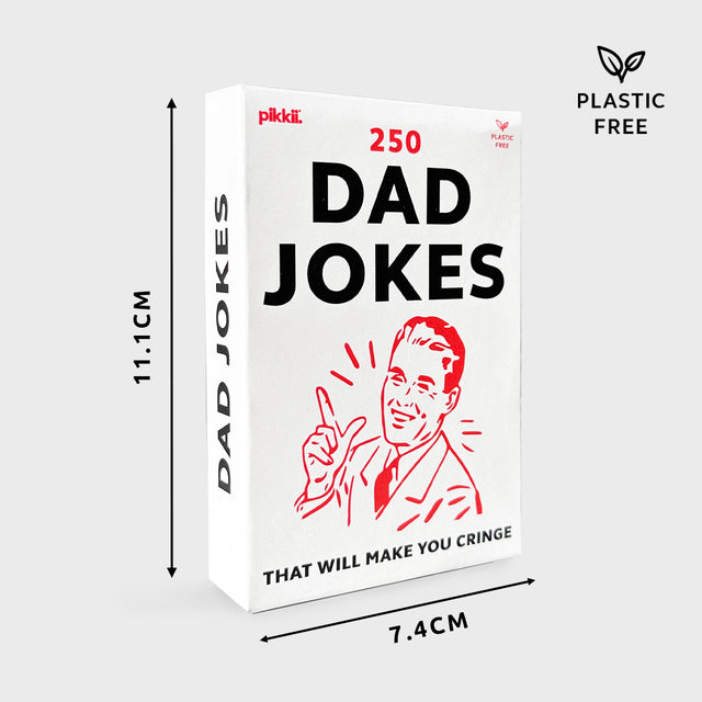 Dad Jokes Cards by Pikkii - Packaging Dimensions, Sustainable and Plastic-Free