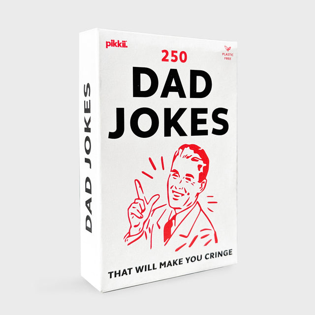 Dad Jokes by Pikkii Front of Packaging on Grey Background