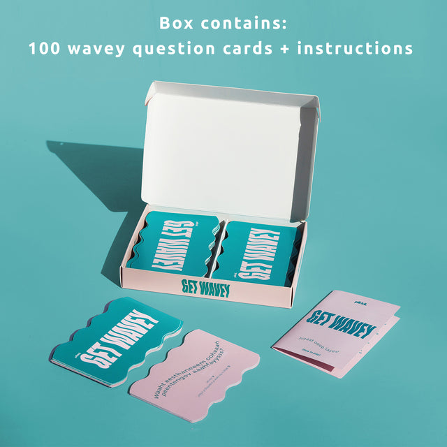Get Wavey by Pikkii Box Contents - 100 wavey question cards and instructions