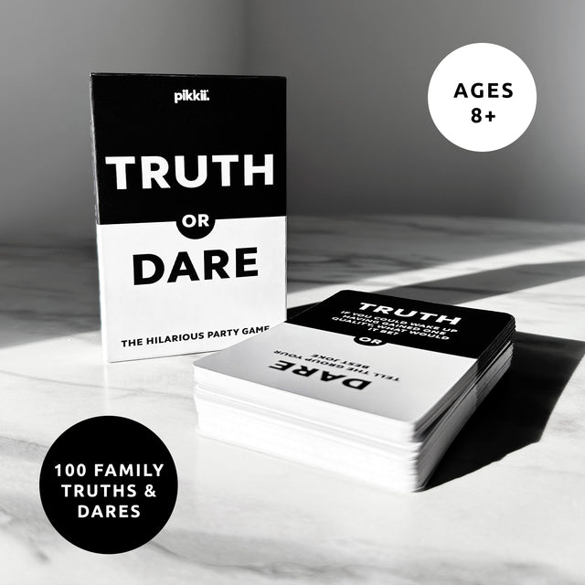Truth or Dare Playing Cards by Pikkii - 100 Family Truths or Dares, Suitable for Ages 8+