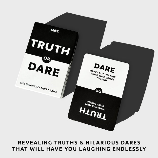 Truth or Dare Playing Cards by Pikkii on Grey Background - Revealing Truths and Hilarious Dares That Will Have You Laughing Endlessly