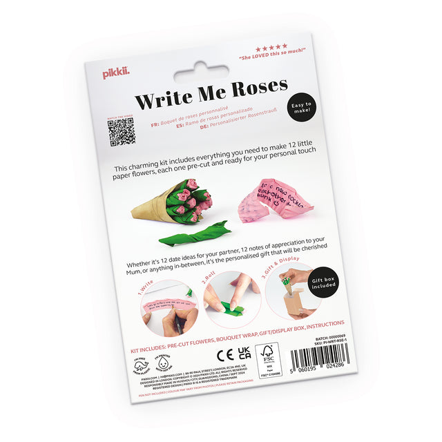 Write Me Roses Personalised Paper Mini Flower Bouquet Back of Pack