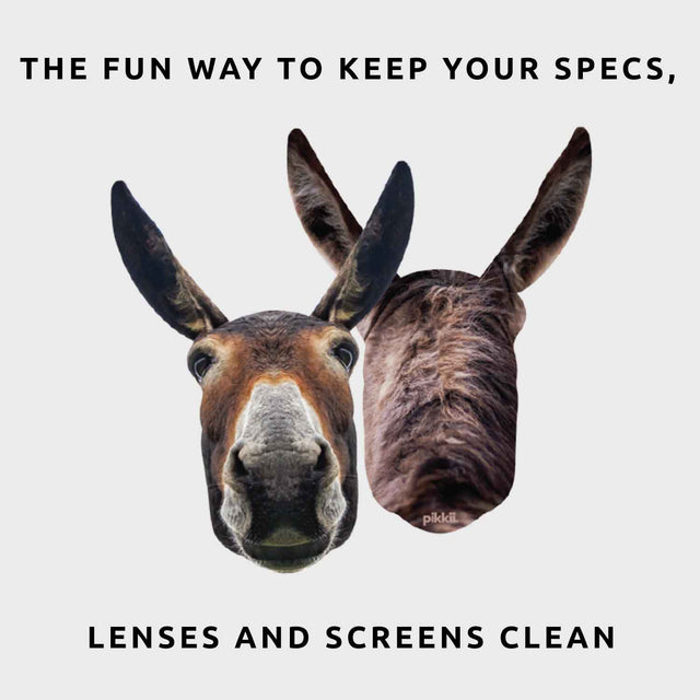 Pikkii Fun Microfiber Cloth - Donkey. The Fun Way To Keep Your Specs, Lenses and Screens Clean 