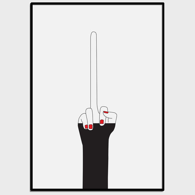 Long Middle Finger Contemporary Art Print by Pikkii