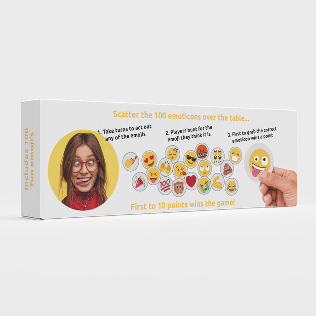 Emoticon Hunt by Pikkii Packaging Back on Grey Background