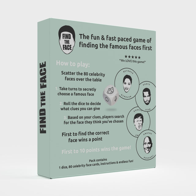 Find The Face Game by Pikkii Packaging Back on Grey Background