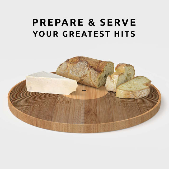 12" Inch vinyl record Chopping Board with bread and cheese