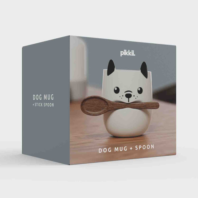 Pikkii - Dog Mug + Stick Spoon - Front of Packaging