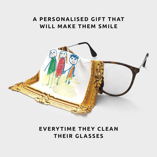 Pikkii Personalised Framed Drawing Glasses Cloth A Personalised Gift That Will Make Them Smile Every Time They Clean Their Glasses - Cloth on Glasses 