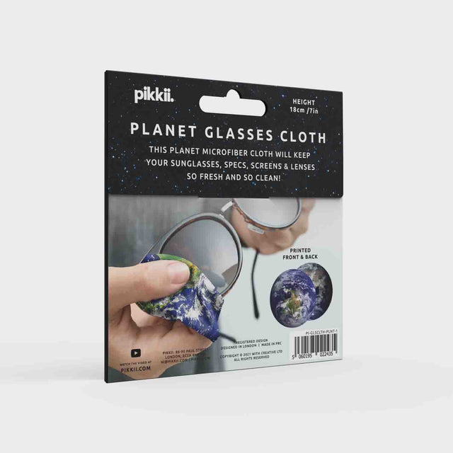 Pikkii Fun Microfiber Cloth - Planet Earth - Back of Packaging