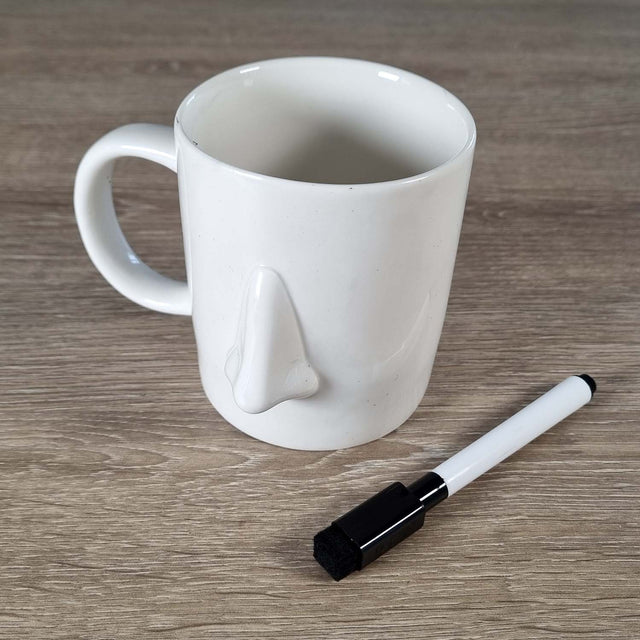 Blank mug with a nose to draw on a face to show your mood