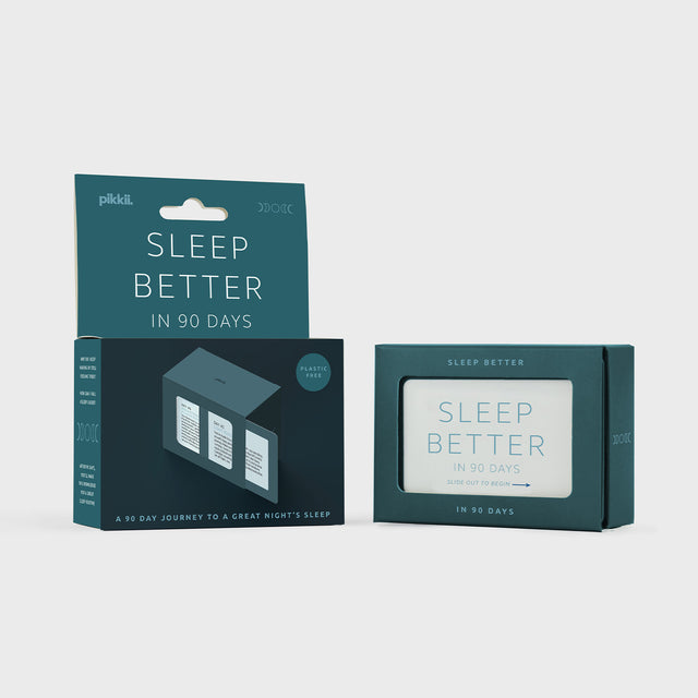 Sleep better in 90 days slide box by Pikkii on grey background with packaging front