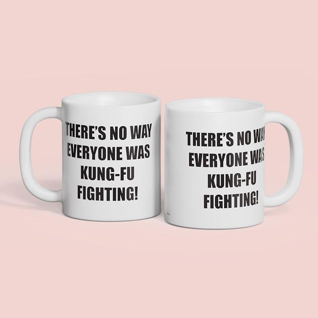 Kung-fu fighting coffee mug by Pikkii on pink
