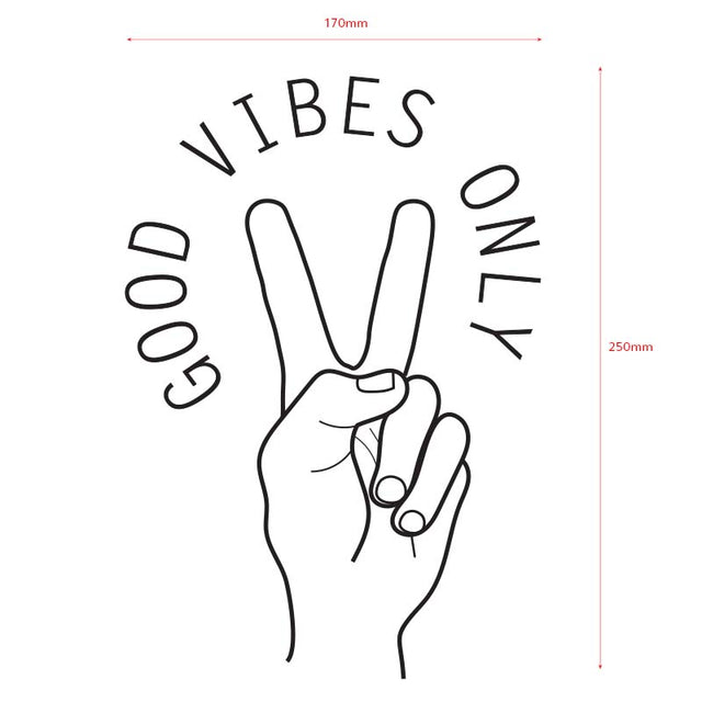 Good Vibes Decal Dimensions