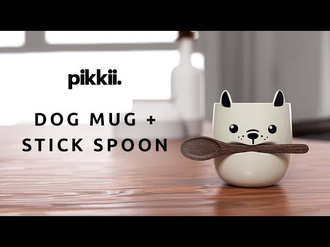 Video showing dog mug and stick spoon in use