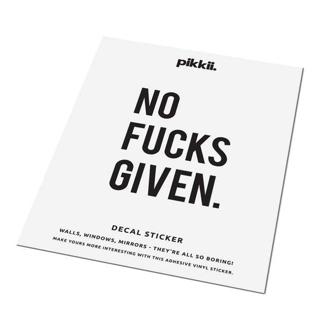 Pikkii No Fucks Given Decal Sticker Packaging