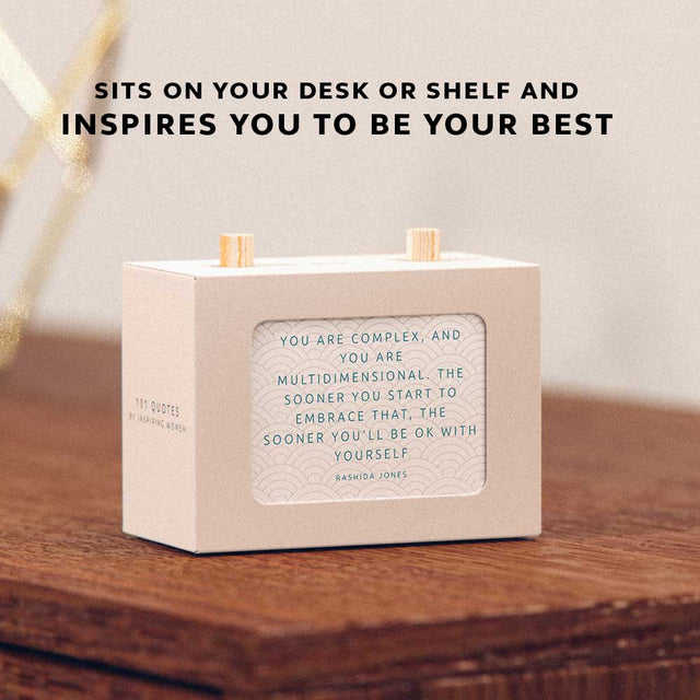 Pikkii 101 Quotes by inspiring woman scroll box on shelf scroll box displaying message rashida jones