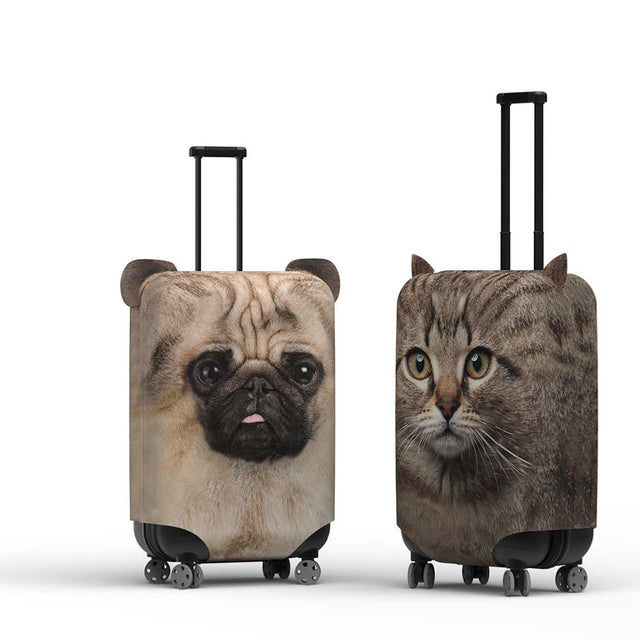 Cat and Dog Animal Suitcase Luggage Covers over white background