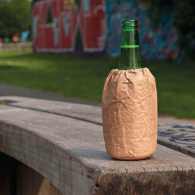 Beer in Bum Bag Drinks Cooler on park bench