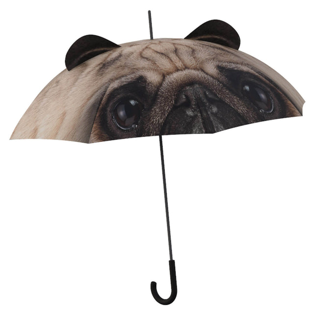 Pikkii Pug Open Umbrella over white background