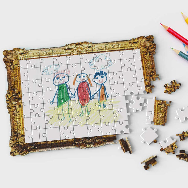 Pikkii framed drawing blank jigsaw puzzle with a kids drawing