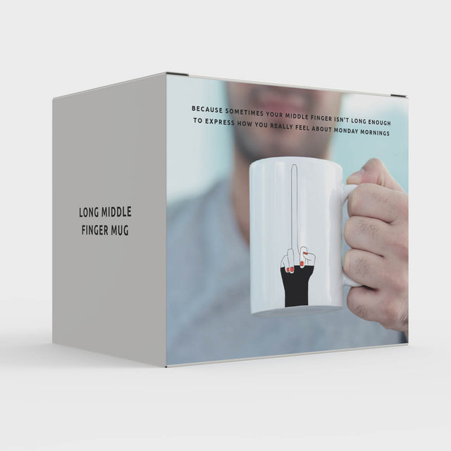 Long Middle Finger Mug Gift Box Packaging Back