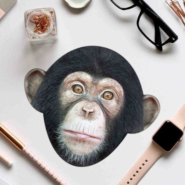Pikkii Monkey Microfiber Glasses Cloth - Fun Microfiber Cloth, Displayed On Desk With Glasses and Watch Face 