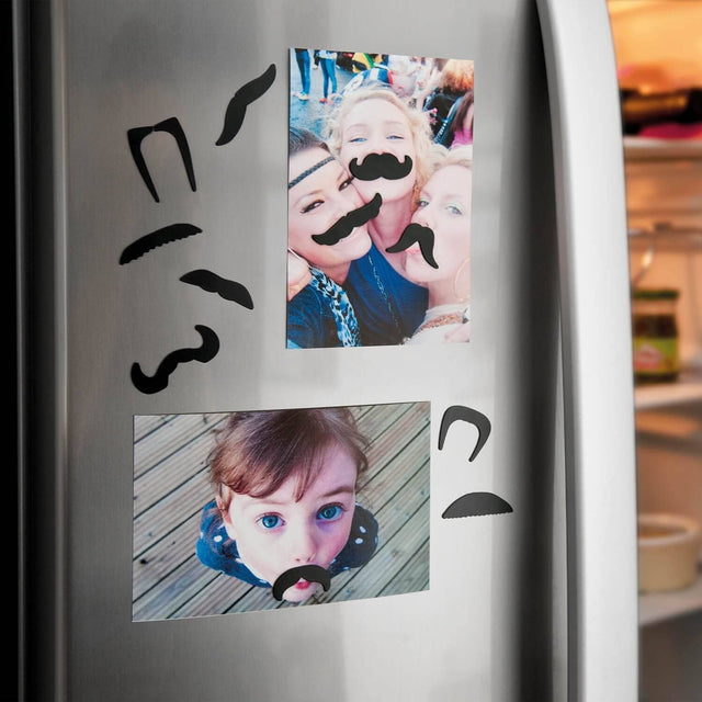 Pikkii Moustage Magnets Holding Photos on Fridge door - Funny Faces