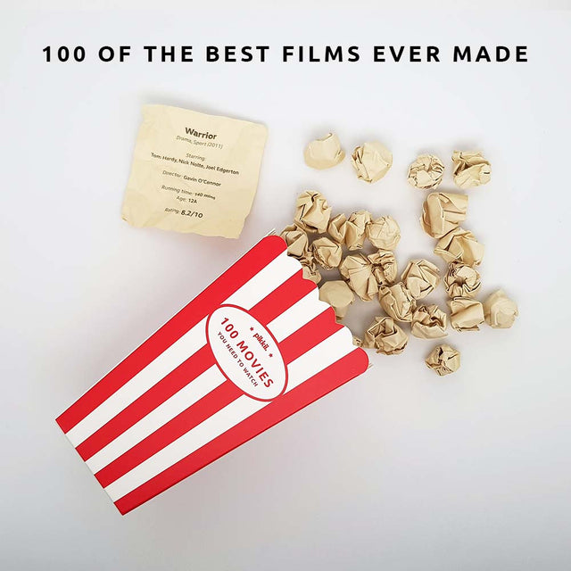 spilt popcorn box with 100 of the best movies ever made